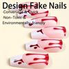24pcs Halloween Red Blood Droplet Fake Nails White French Tip Press On Nails, Coffin Long False Nails For Women Girls Halloween Party Nail Decoration