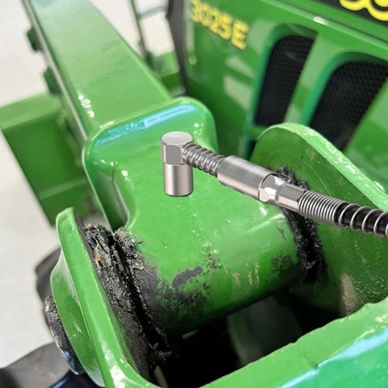 Coupler Kit with 90 Degree Fitting Piece, Flexible Hose and Clamp Body for Vehicle Service and Equipment Lubrication Daily Tasks and Care