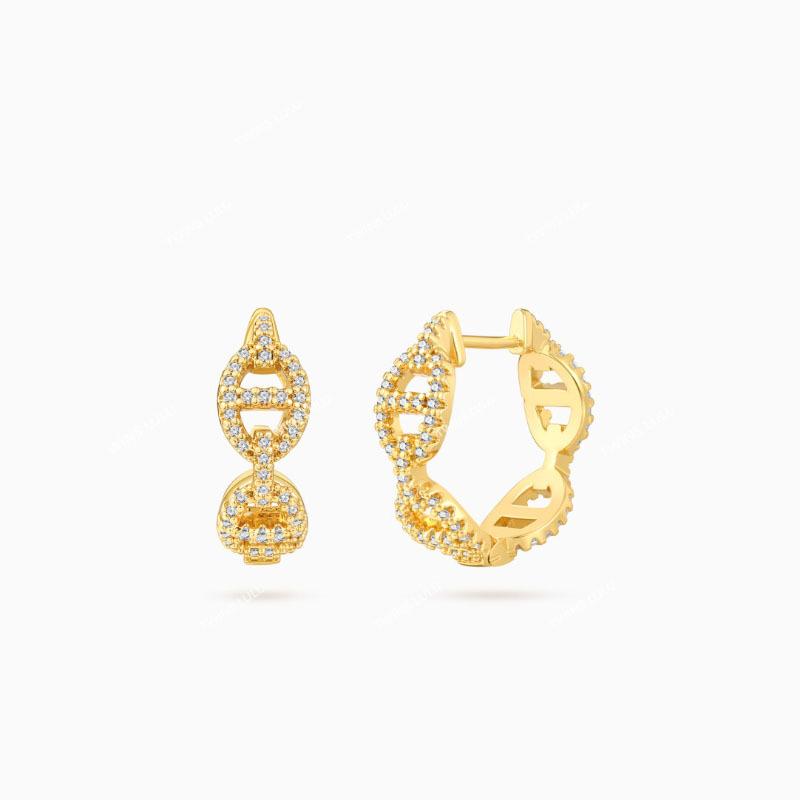 Light Luxury Design Full Of Diamond Pig Nose Ear Buckle Niche Temperament Versatile Personalized Earrings Diamond-Set Simple And Exquisite Earrings