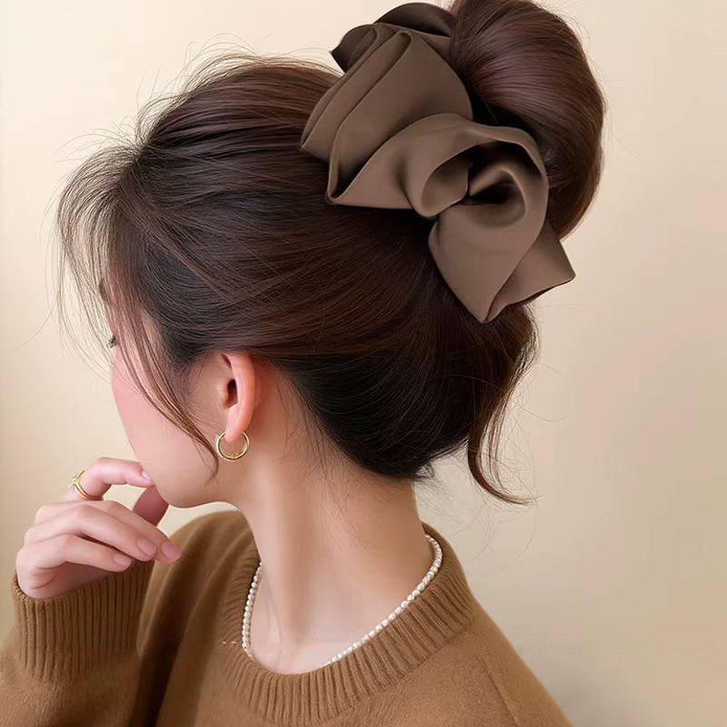 Korean Stain Bow Large Hairpins Elegant Ponytail Clamp Hair Clip Barrettes Hairgrip for Women Hair Accessories Ornament Headwear