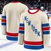2026 Neuer Herren Eishockey Trainingsanzug - Rangers Team Serie 3D Stickerei Feuchtigkeitsableitend Weiß Langarm Oberteil Kinder