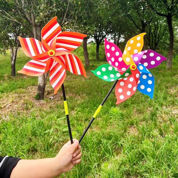 Colorful Polka Dot & Stripe Sequin Pinwheel Toy for Kids - Outdoor Fun