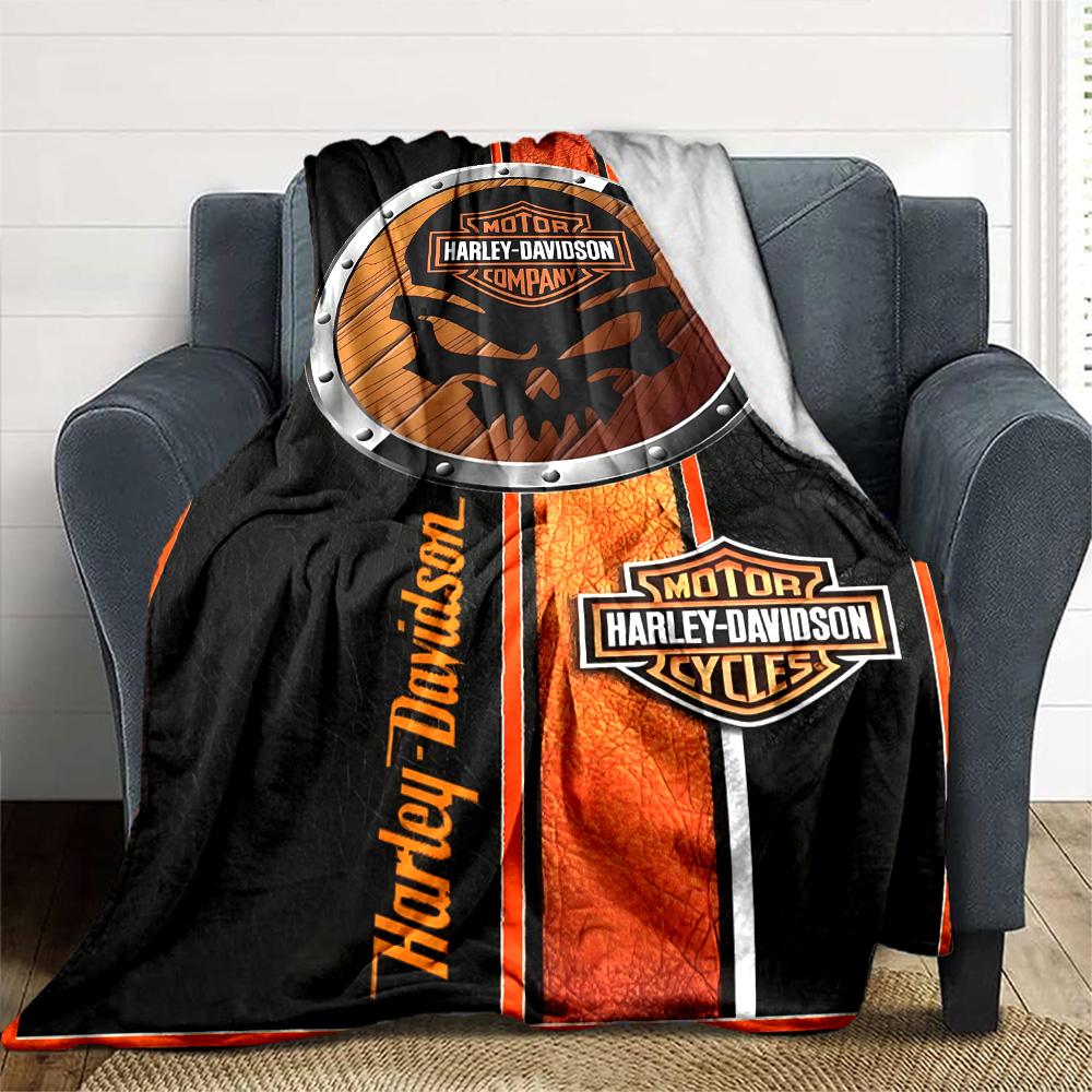 1pc Harley-Davidson Blanket, Gift, for Men and Women, Soft Blanket, Good for Sofa Bed Couch Travel, Lightweight Flannel Blanket