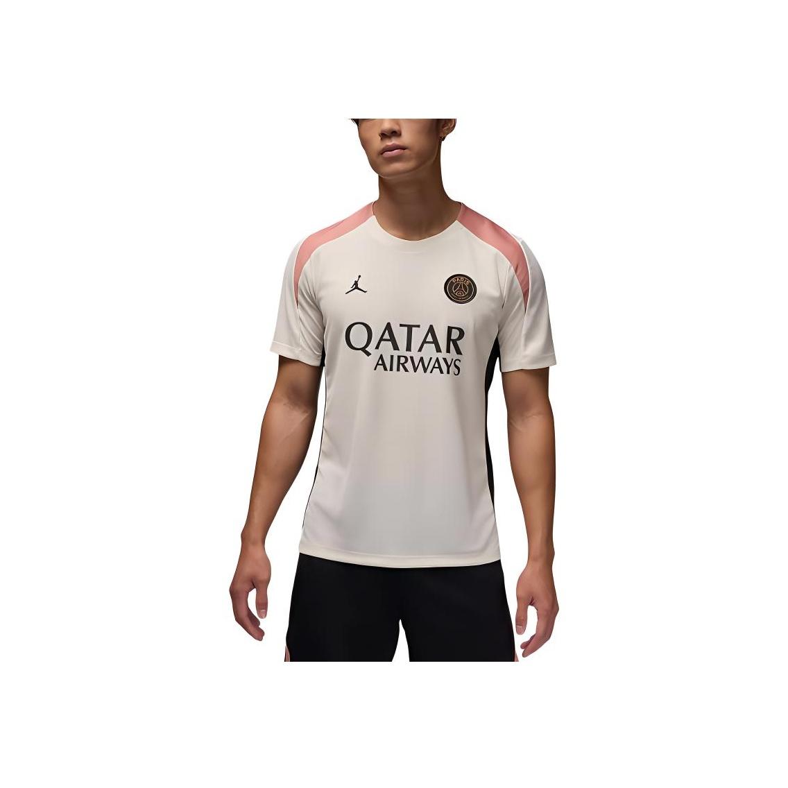 

Jordan PSG Dri-FIT Comfortable Cool Knitted Short Sleeve Football Shirt Men tops Light-Ivory Rust-Pink Black FQ2612-111 M