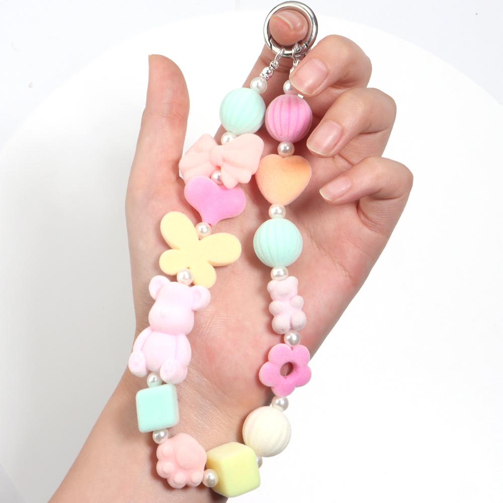 10 Stück Beflockte Acrylperlen Mischfarbe Mehrere Stile Spacer Anhänger Perle für Schmuckherstellung DIY Halskette Ohrringe Haarschmuck