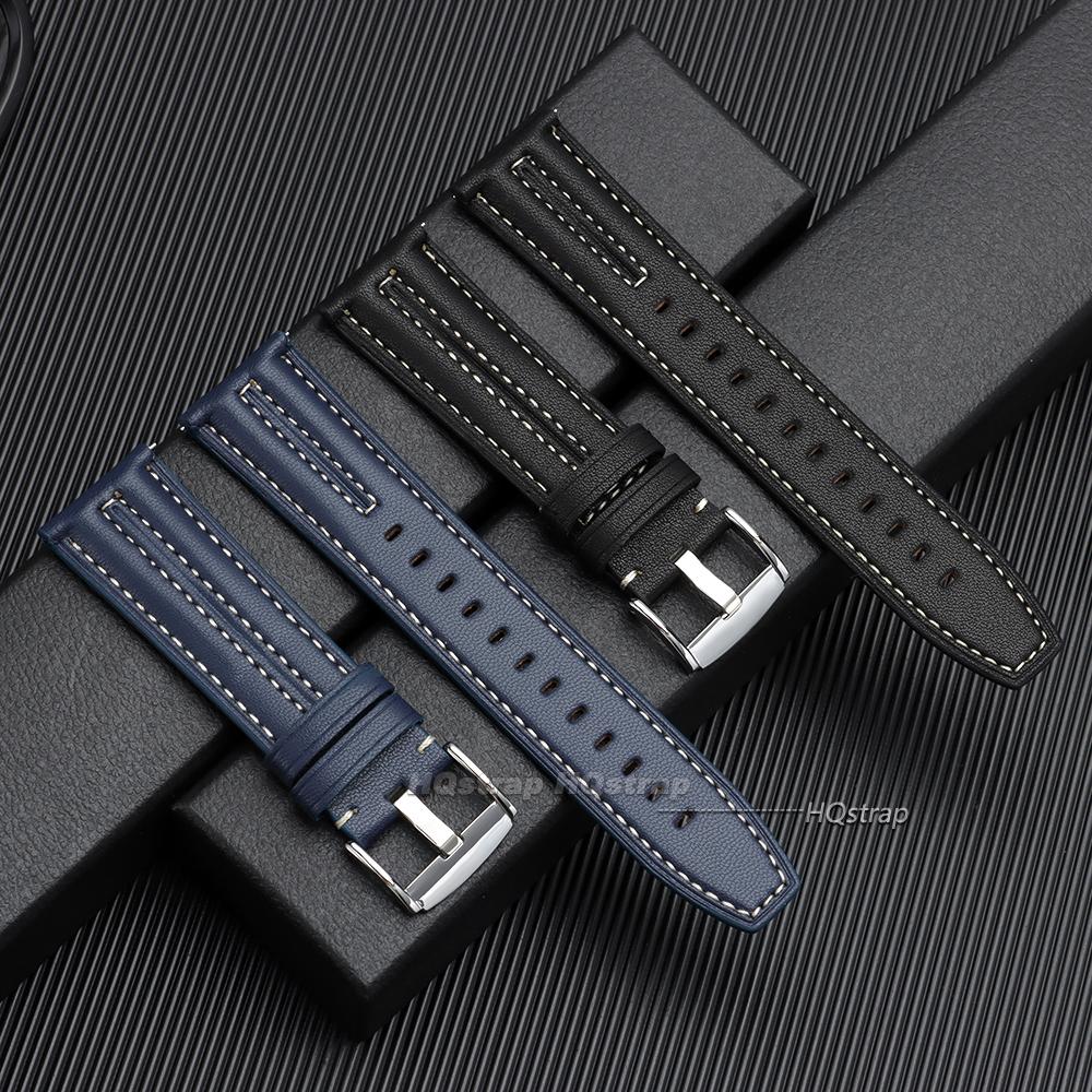 22mm Vintage Leather Watch Band Handmade Cowhide Watch Strap for Seiko Smartwatch Quick Release Bracelet Universal Wristband