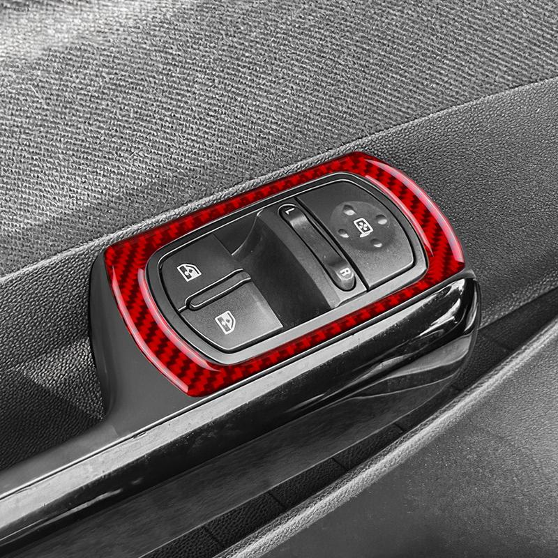 4PCS Carbon Fiber Window Lift Button Frame Sticker for Opel Corsa 2007 2008 2009 2010 2011 2012 2013 2014 LHD RHD.
