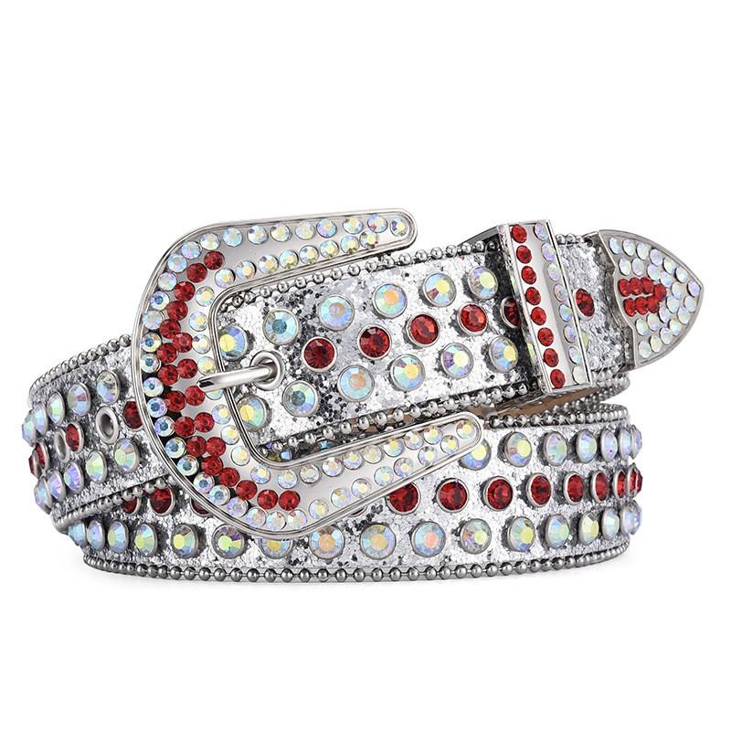 Amazon Fashion Men's and Women's Belts Punk Style Rock Trend Flow Rivet rhinestone Inlaid Wide Belt Women's Versatile Jeans Belt