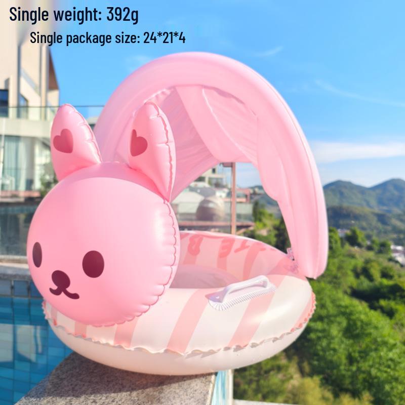 Large Toddler Boat-Themed Swimming Ring with Canopy & Steering Wheel