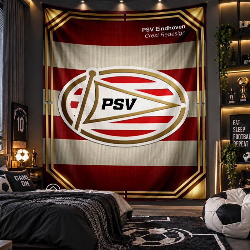 Arazzo da Appendere alla Parete Stampa PSV Eindhoven FC Tessuto per Soggiorno Camera da Letto Decorazione Casa
