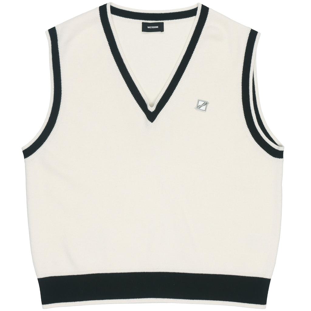 We11done Logo Metal Detail Knit Vest Ivory Unisex Outerwear Cream WD-KV1-21-612-U-IV
