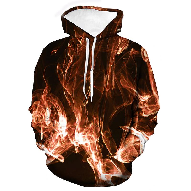 Men's Hoodie Pullover Sweatshirt Hooded Graphic Flame Casual Spring & Fall Clothing