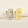 Nidin Simple Fashion Rectangular Shape Hollow Design Open Rings Adjustable For Female Copper Chunky Glossy Finger Jewelry