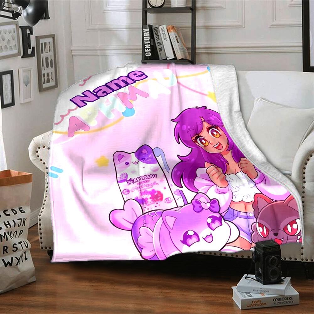 Coperta Stampata a Tema Aphmau con Nome Personalizzato - Perfetta per Divano, Letto, Viaggi e Uso Esterno | Lavabile in Lavatrice, Accogliente e Resistente.