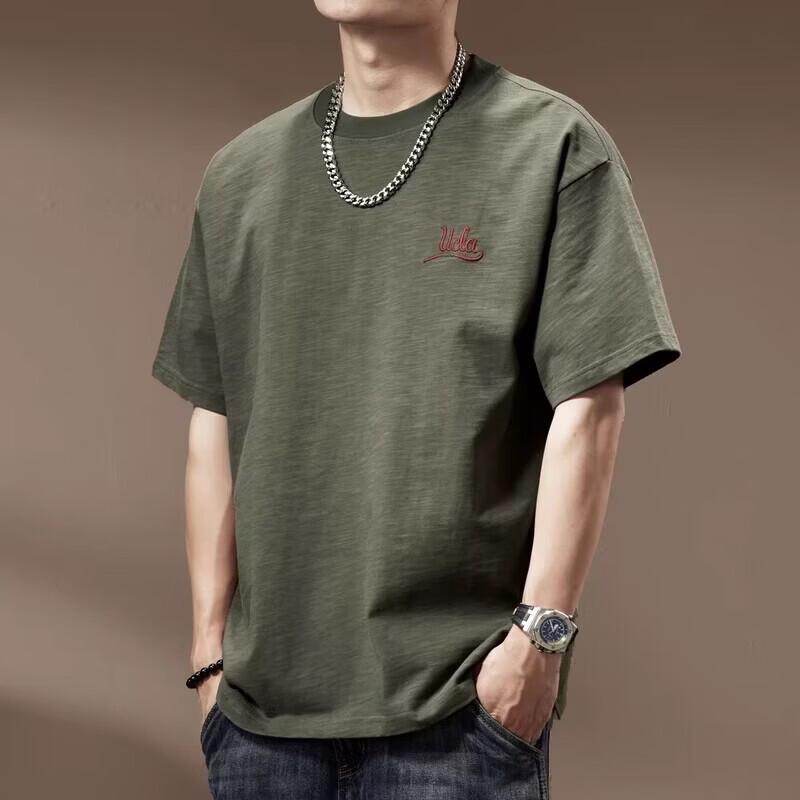 Men s Embroidered Breathable Bamboo Cotton T-Shirt M
