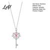 Key Pendant Necklace for Women Magic Necklace Pink Cubic Zirconia Heart Sparkling Rhinestone Sweet Fairy Jewelry Girls Versatile Alloy Chain