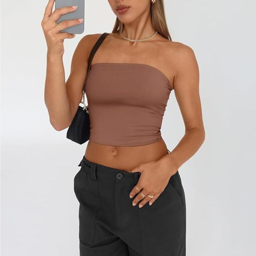 Strapless Tank Top Solid Color CropTops Women Summer Camis Casual Camisole Fashion Tube Female Sleeveless Cropped Y2K Clothes