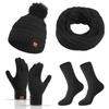 4Pcs/Set Ear Protection Women Hats Scarf Gloves Socks Set Soft Touchscreen Gloves  Outdoor
