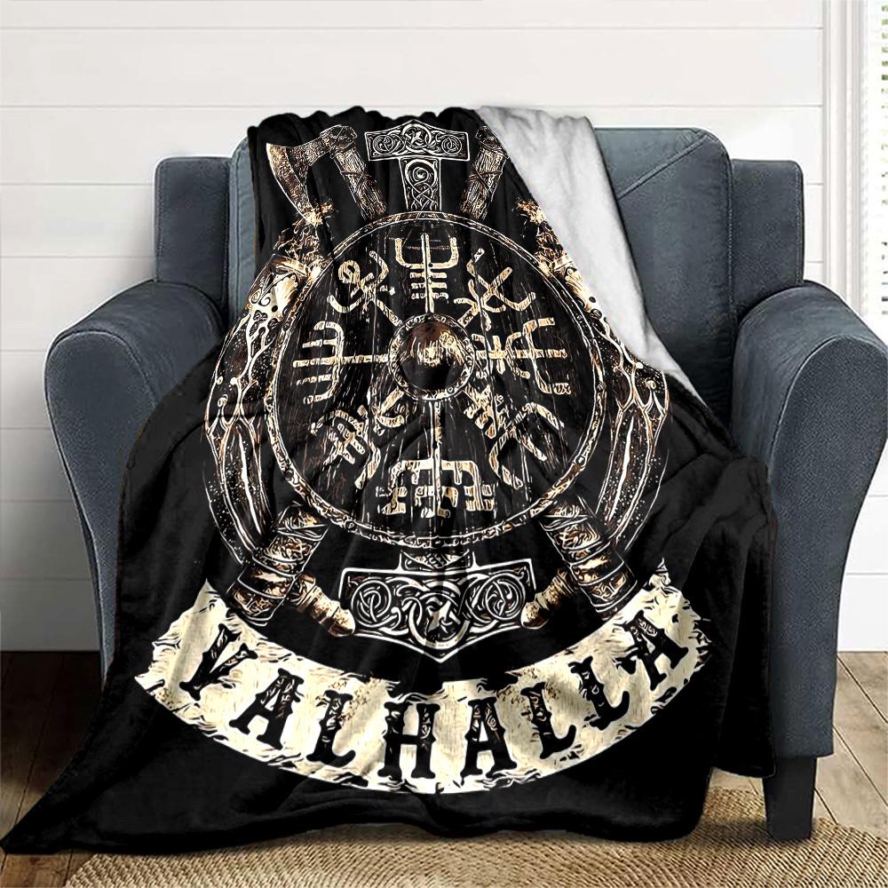 1pc VALHALLA Throw Blanket Soft Flannel, Cozy All Season Polyester Perfect for Home, Office