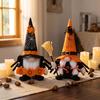 Reusable Festival Tabletop Decor Halloween Gnome Decoration, Spooky Orange Black Spider Web Boo Swedish Tomte Gift for Kids Adults Elf Figurine, Plush
