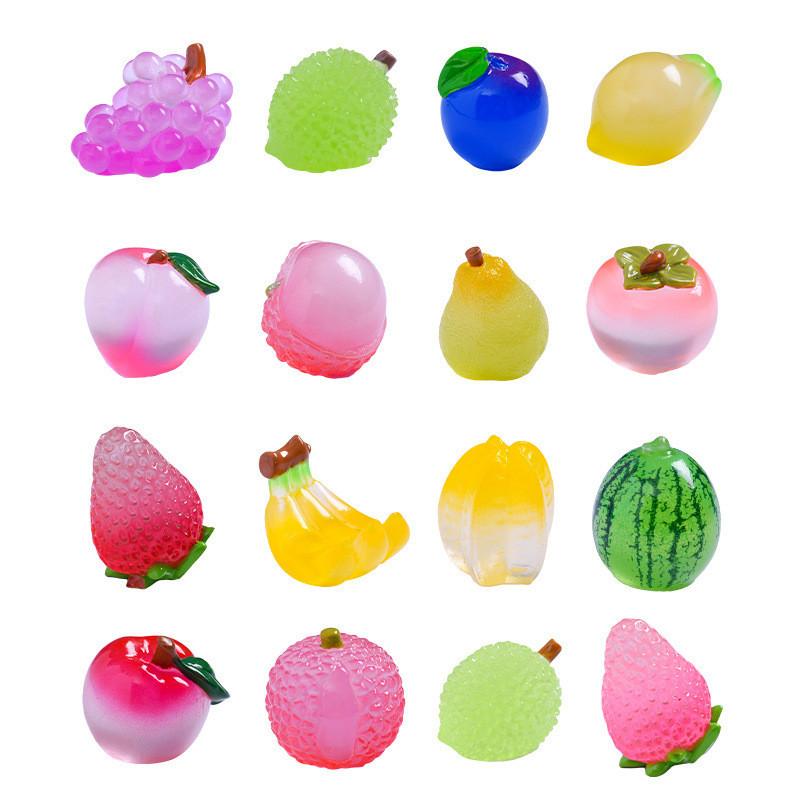 10Pcs/lot Multicolors Luminous Fruit Miniatures Glow In the Dark Resin Ornaments Fairy Garden Decoration Micro Landscape