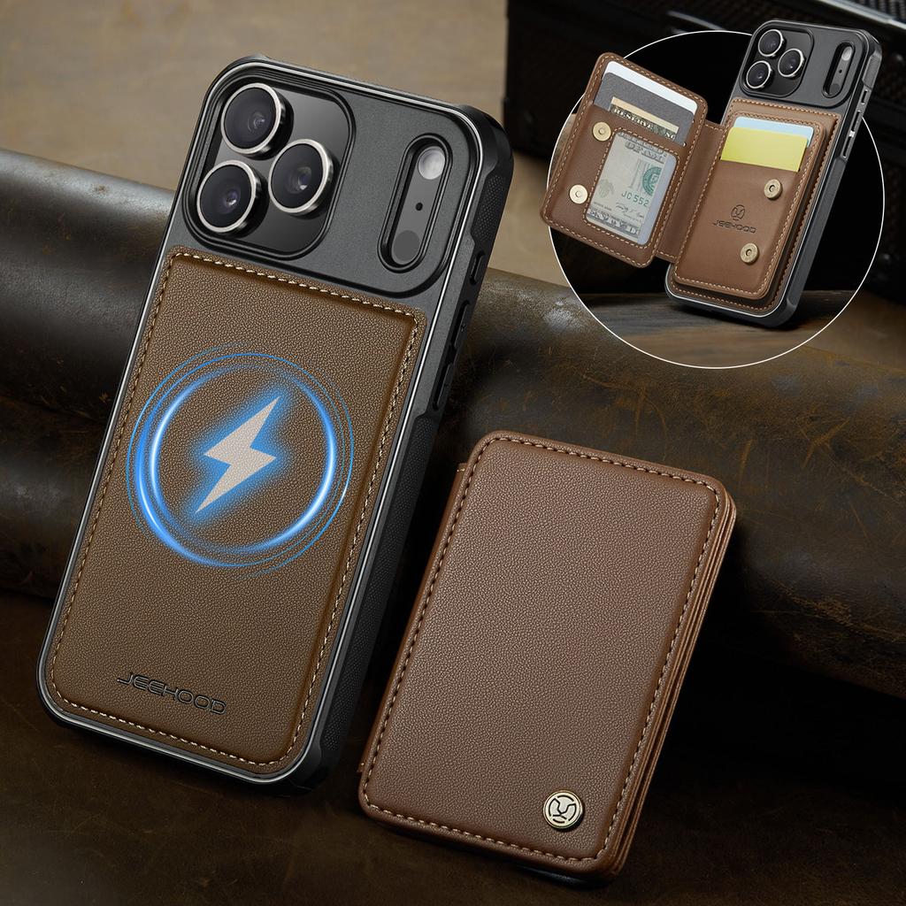 Magnetic Leather Case for iPhone 17 Pro Max Air 16 Plus 14 13 12 11 X XR XS Max RFID Blocking Detachable Card Slot Wallet Cover