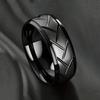 E-commerce Source Titanium Steel Men's Brushed Ring, Diagonal Arc Pure Black Stainless Steel Ring