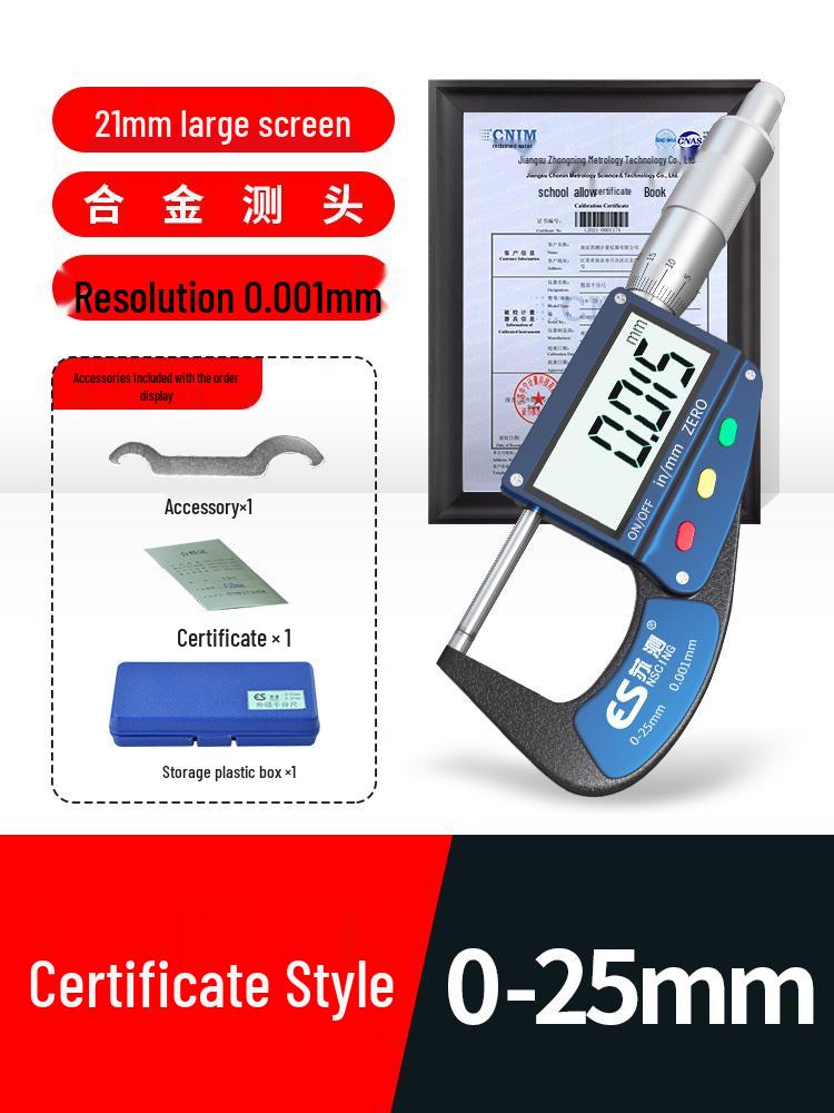 High-Precision Micrometer Gauge for Outer/Inner Diameter & Thickness Measurement