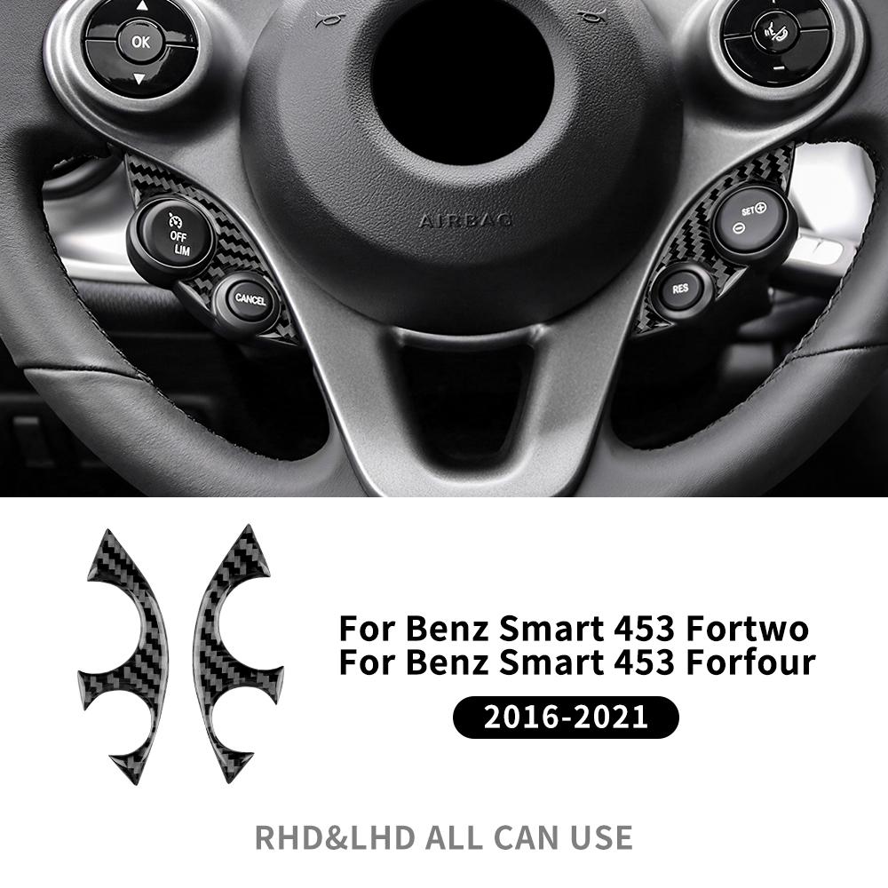 Real Carbon Fiber Car Steering Wheel Cover Trim Sticker For Mercedes Benz Smart 453 Fortwo/Forfour 2016 2017 2018 2019 2020-2025