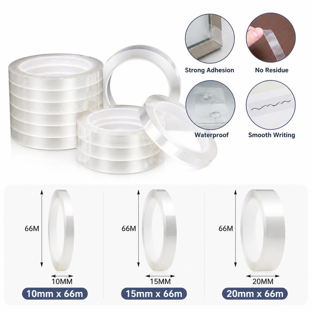 66 Meters Transparent Tape 10mm Width Drawing Transformer Tape Warning Marking Tape For Drawing