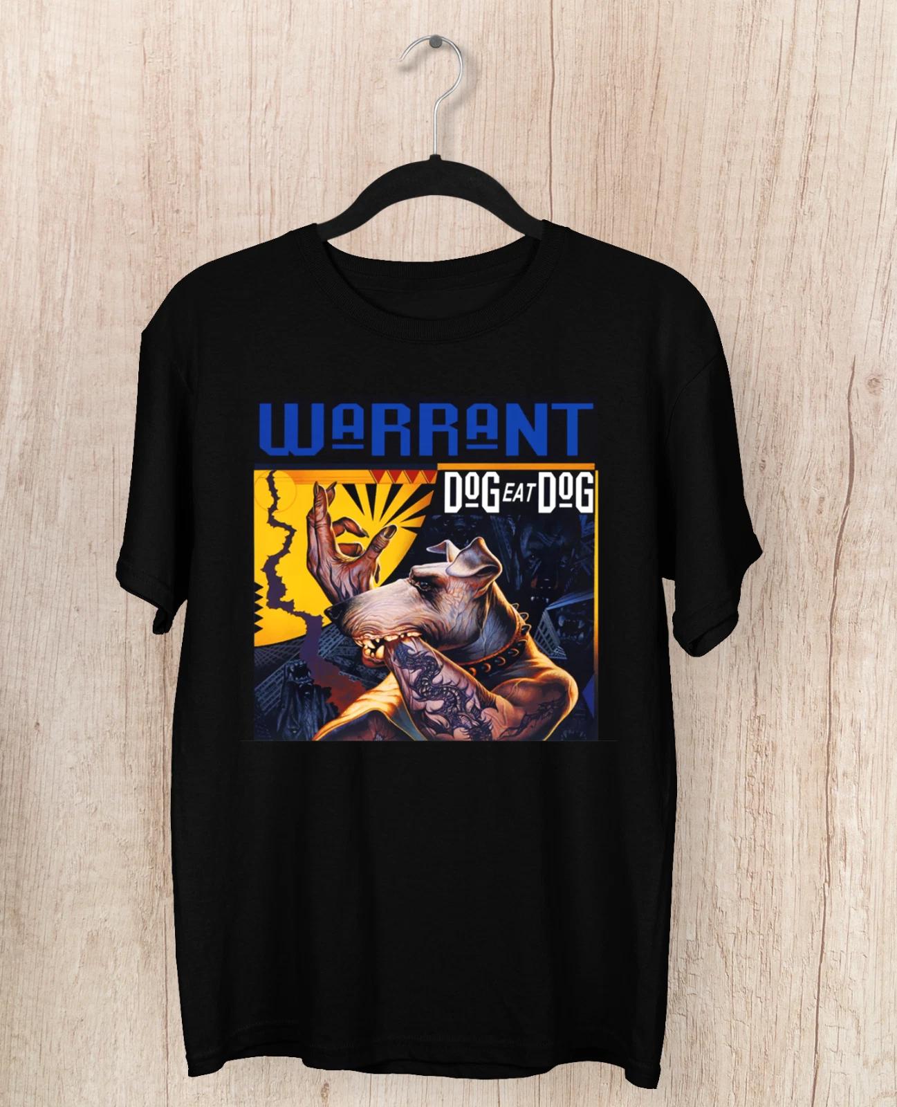 Men s and Women s T-shirts Warrant Dog Eat Dog Album Men Black Short Sleeve All Size S-5XL XXXXL