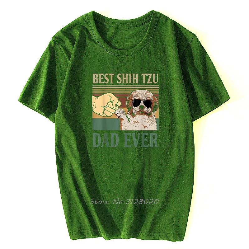 Vintage Best Shih Tzu Dad Ever Dog TShirt Men Cotton Tshirt Funny Tees Streetwear Harajuku