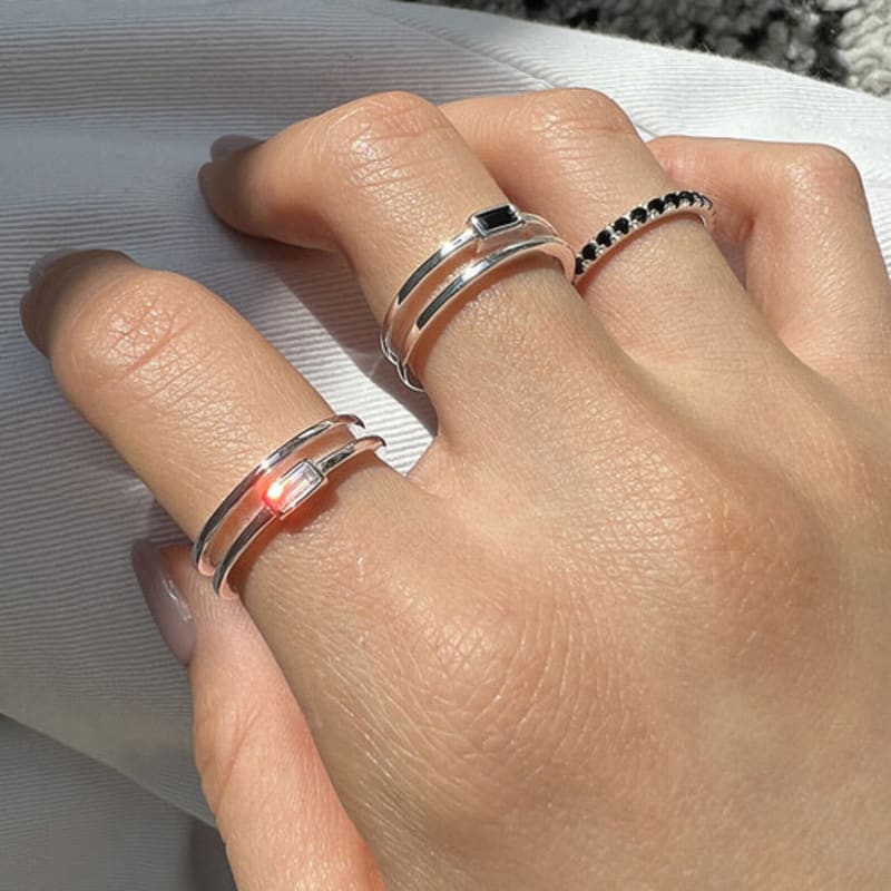 mosxe [925silver] Double line point ring (2color)