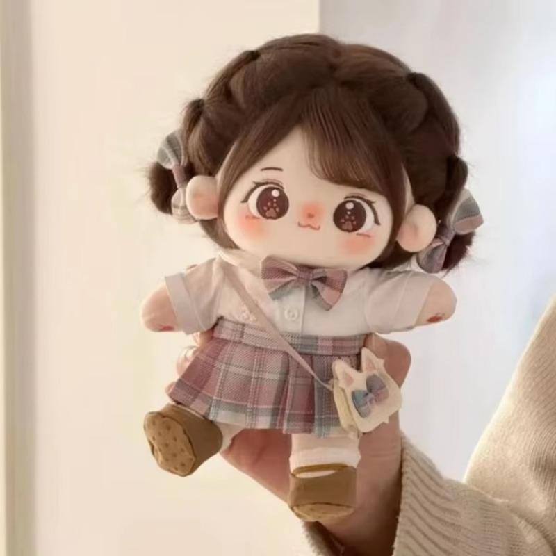 20cm Miaomiao Cotton Doll DIY Cosplay Outfit Collection Cute Soft Brown Hair Plush Stuffed Figure Children Girl Christmas Gift
