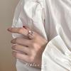 Elegant Women's Adjustable Sweet Pink Zirconia Bow Ring for Index Finger