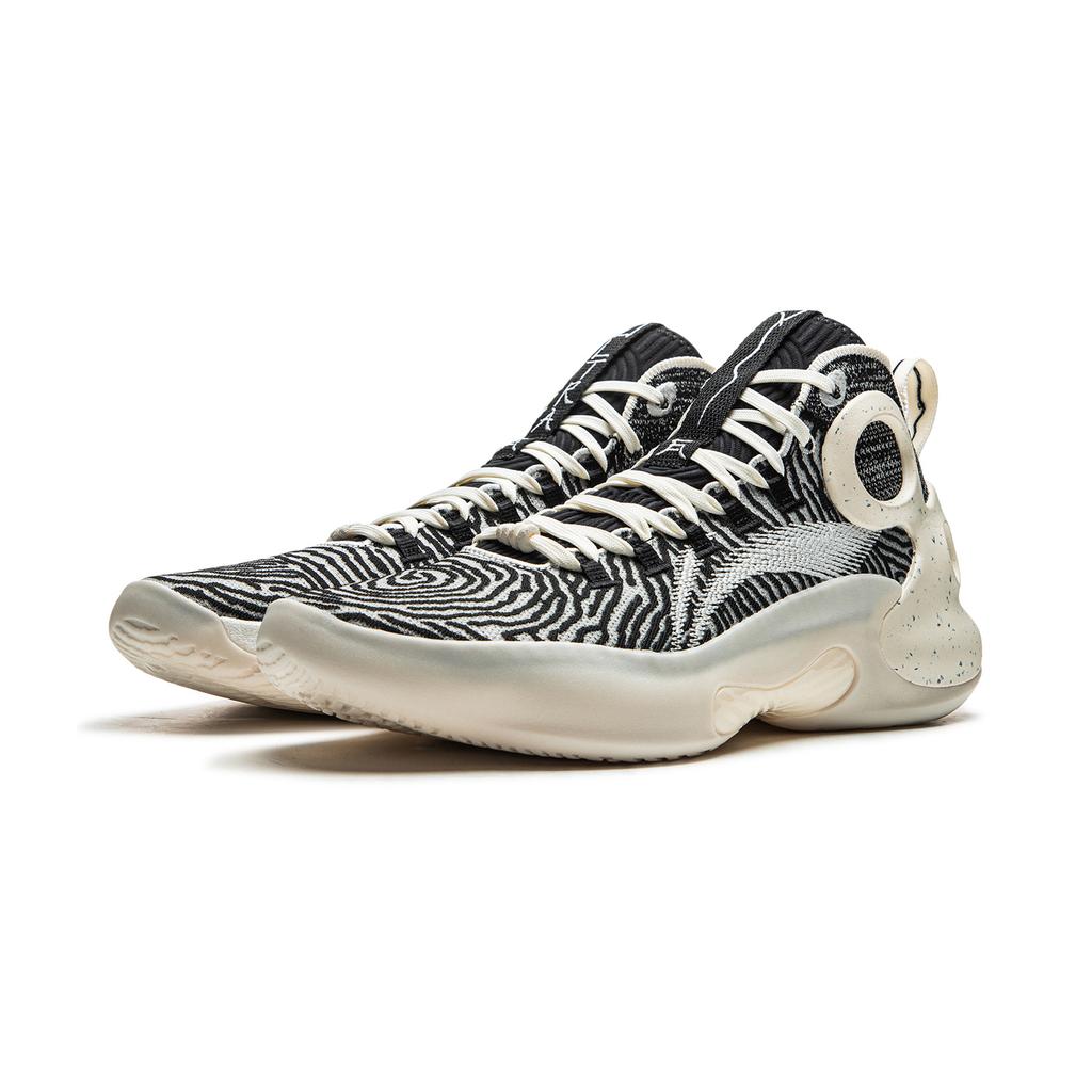 New LiNing Charming ULTRA Anti Slip Wear Resistant Mid Top Basketball Shoes Men's Black White ABAU003-10