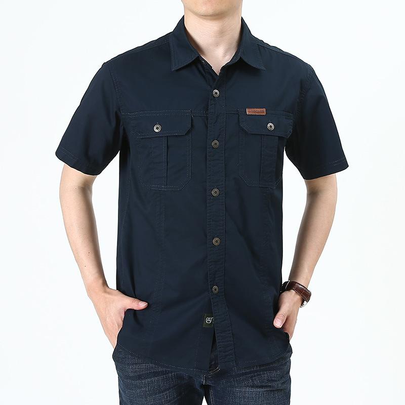 Camicia estiva casual a maniche corte Tide Big Yards Camicia militare da uomo ampia e sottile da uomo, comoda e resistente
