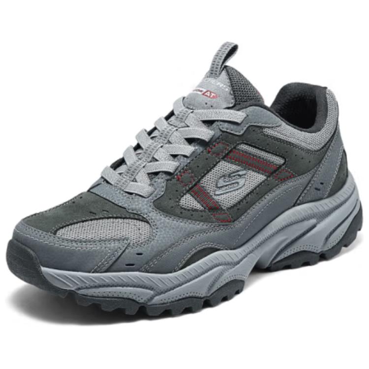 Skechers Outdoor Mens Fashion Versatile Durable Low-Top Casual Shoes Men Sneaker Charcoal Red 237740-CCRD