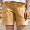 Lässige Sommer-Strandshorts für Damen, elastisch, einfarbig, lässige Shorts