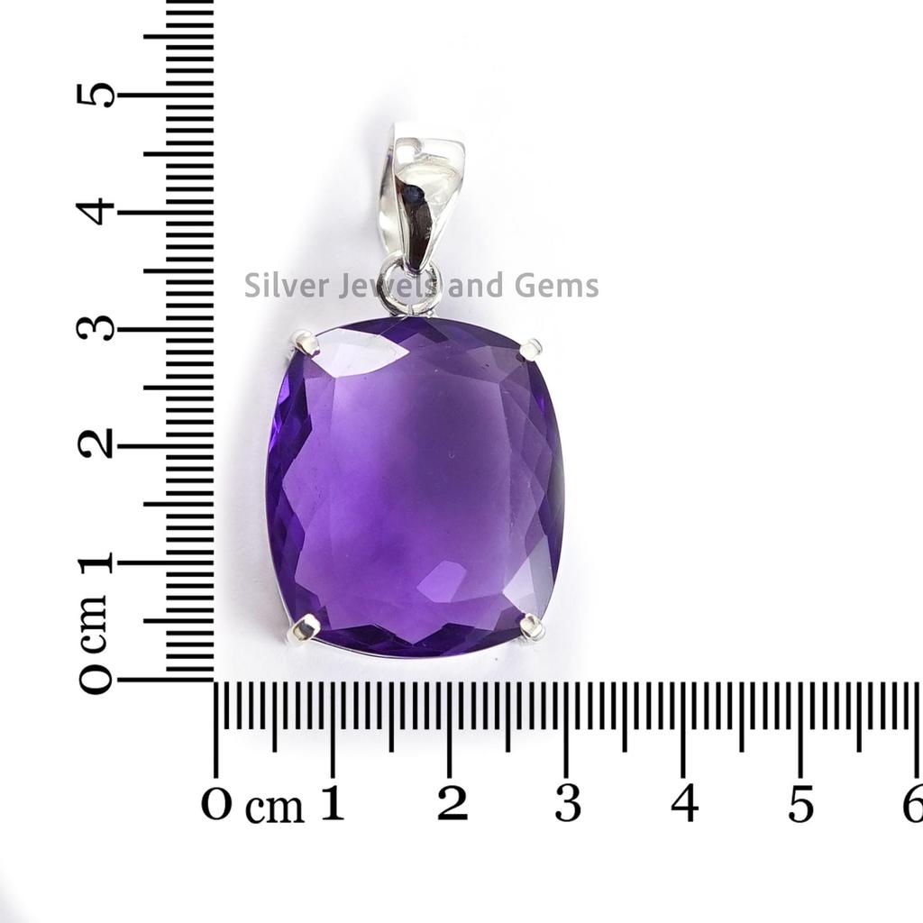 Natural Amethyst Pendant, Handmade Pendant, 925 Sterling Silver Rectangle Pendant, Anniversary Pendant, Gemstone Pendant