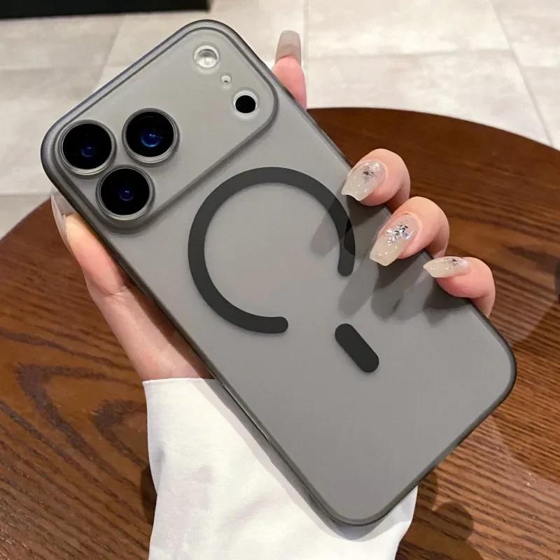 

Luxury Ultra Thin Matte Clear For Magsafe Case for iPhone 17 Air 16 15 14 11 Pro Max Plus Magnetic Wireless Charge Cover For iPhone 16 Pro светло-синий