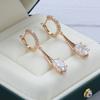 Fashion  Rose Gold Color Long Earrings Oval Natural Zircon Dangle Earrings For Women Luxury Fine Jewelry Christmas Gift