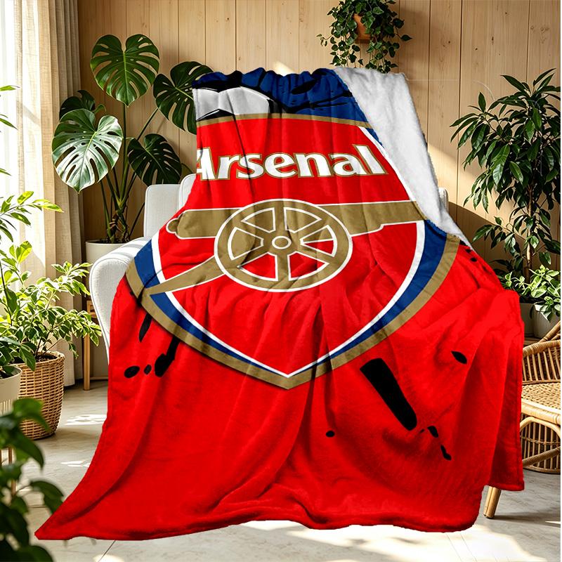 Arsenal F.C Pattern Blanket for Home Decoration, Bed, Sofa, Car Travel, Camping, Suitable for All Seasons, Birthday Christmas Gift