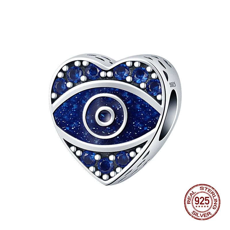 925 Silver Devil's Eye Charm Beads 3mm Fit DIY Bracelet Women's Fashion Jewelry Gift Original Handmade