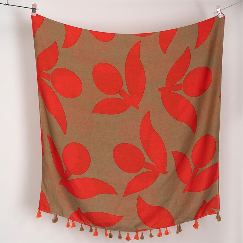 Spain Lovely Branch Floral Tassel Viscose Shawl Scarf High Quality Wrap Pashmina Stole Bufandas Muslim Hijab Sjaal 180*90Cm