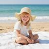 Summer Children's Wavy Edge Wide Brim Straw Hat And Woven Bags Travel Beach Sun Cap