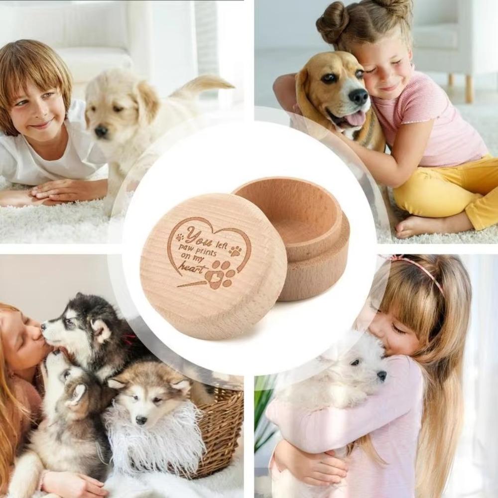 Wooden Pet Hair Keepsake Box Durable Pet Memorial Box Storage Box  For Dog Cat Ashes