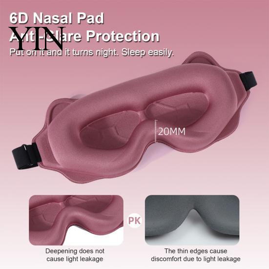 Comfortable Eye Mask for Sleeping Zero Pressure Sleep Mask, 3D Contoured Cover Travel, Light Deep Groove Blocking Blindfold Nap, Cute Cat Ear