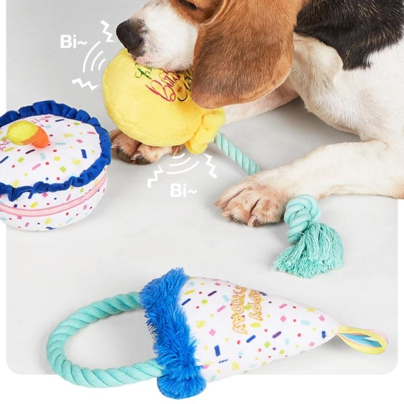 Durability Birthday Themed Dog Chew Toy Machines Washable Dog Chew Toy For Indoor Outdoor Playtimes