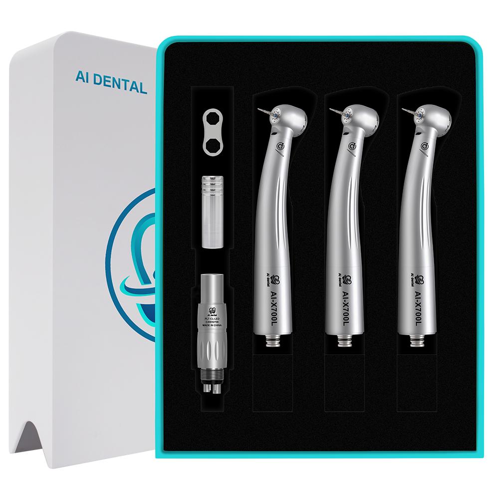 Dental Air Turbine Kit S3 3pcs N-type Connector High Speed Handpiece With Fiber Optic For Clinic